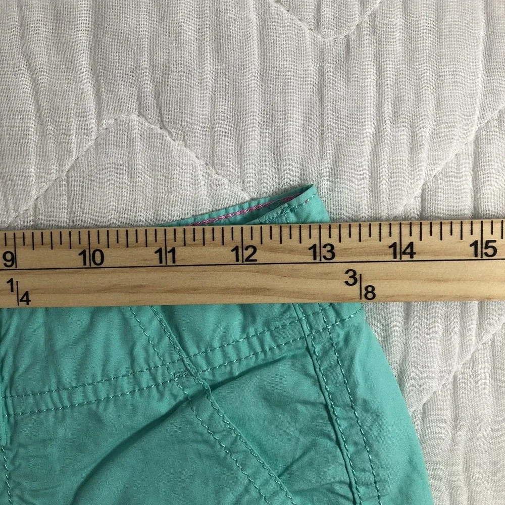SO Shorts Girls 12 Aqua Blue Utility‎ Bermuda Cuffed Adjustable Waist Mid Rise